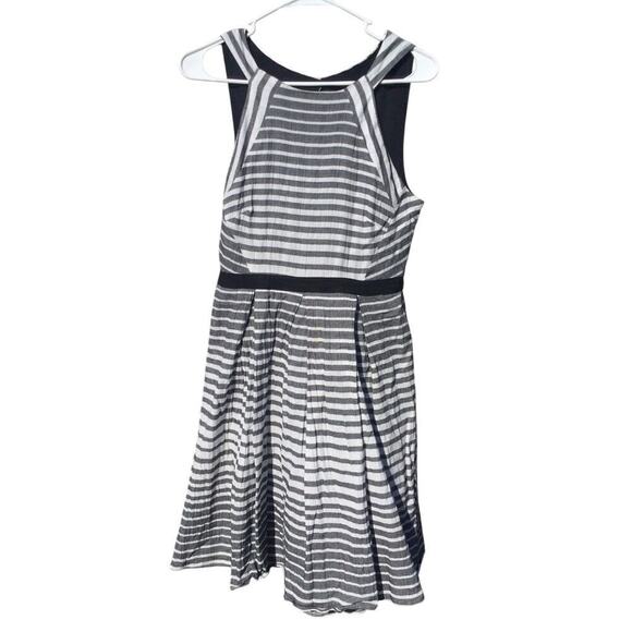 Eva Franco Womens Saybrook Dress Size 10 Gray White Striped Cotton Anthropologie - Picture 3 of 13